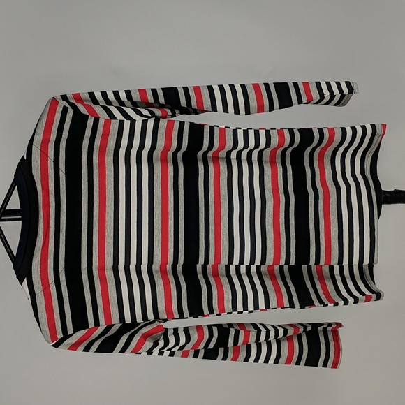 Key-X Collection Top Size XXL White Blue Grey Stripe Long Sleeve Round Neckline - Picture 5 of 7